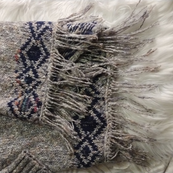 kaisely cardigan knit sweater Aztec pattern on gray wool blend - Picture 9 of 11